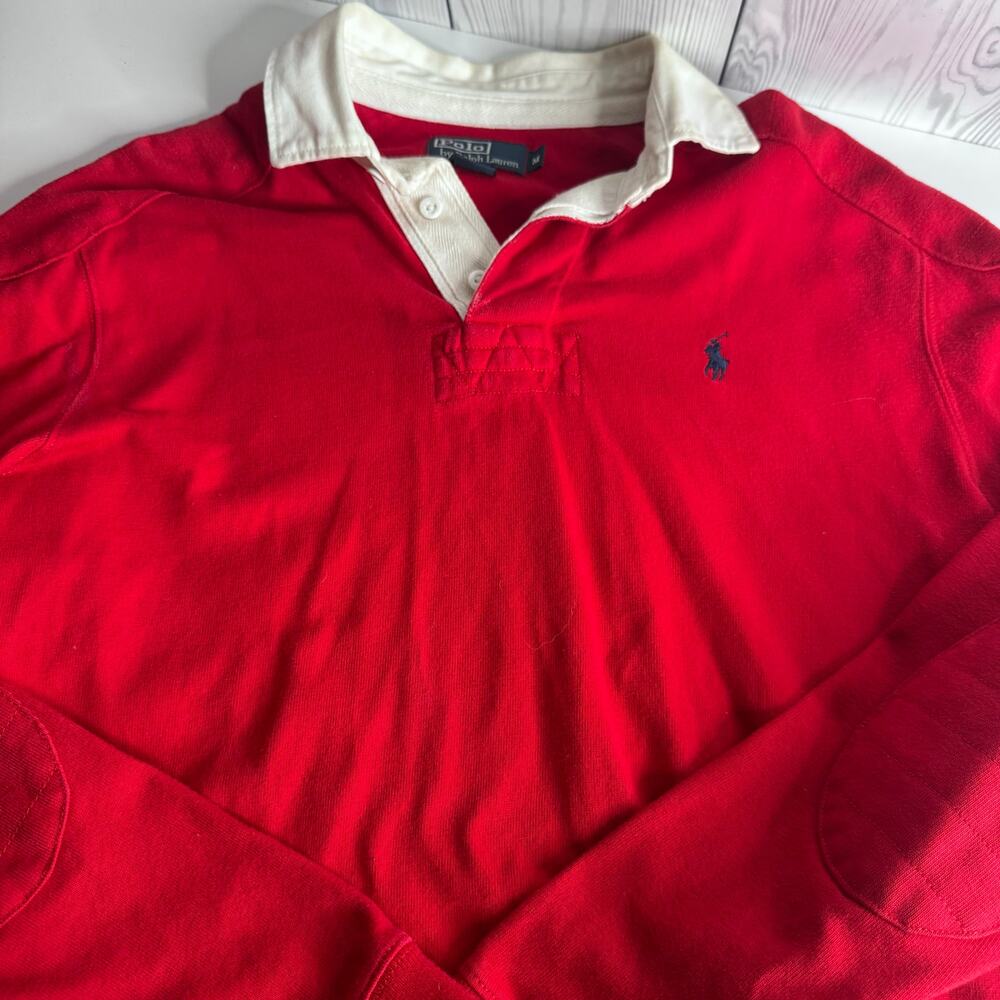 Vtg Polo Ralph Lauren Rugby Style Long Sleeve Sweatshirt T Shirt Size Med Elbow